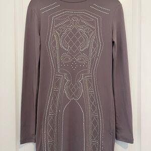 Elegant Studded Long Sleeve Dress